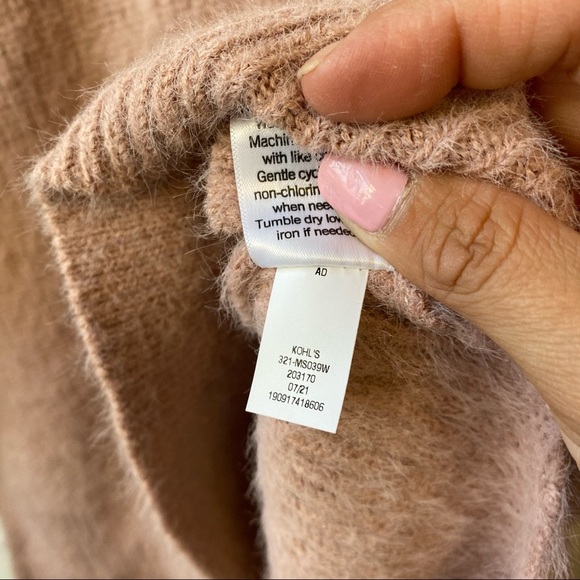 Kohls Sonoma Fuzzy Eyelash Cowlneck Tunic Sweater Blush Pink Women's Size 1X - Picture 7 of 8